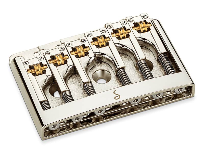 Schaller Germany 3D6 6-String Flatmount Roller Guitar Bridge, NICKEL 12120100 image 1