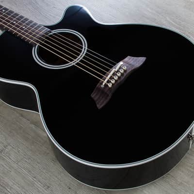 Takamine EF261SBL Acoustic-Electric Guitar in Gloss Black with Hard Case image 1