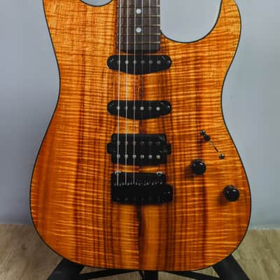 2020 Schecter USA Custom Shop Sunset SS CTM II HSS Natural Koa / Trans White Back Electric Guitar w/OHSC image 1