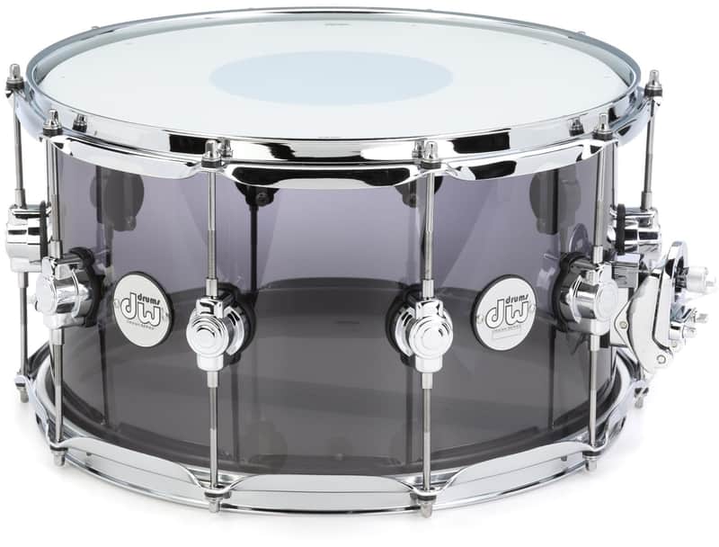 DW Design Series Acrylic Snare Drum - 8 inch x 14 inch, Smoke Glass image 1