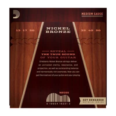 D'Addario NB1356 13-56 Nickel Bronze Acoustic Light Medium - Acustic Guitar Strings image 2