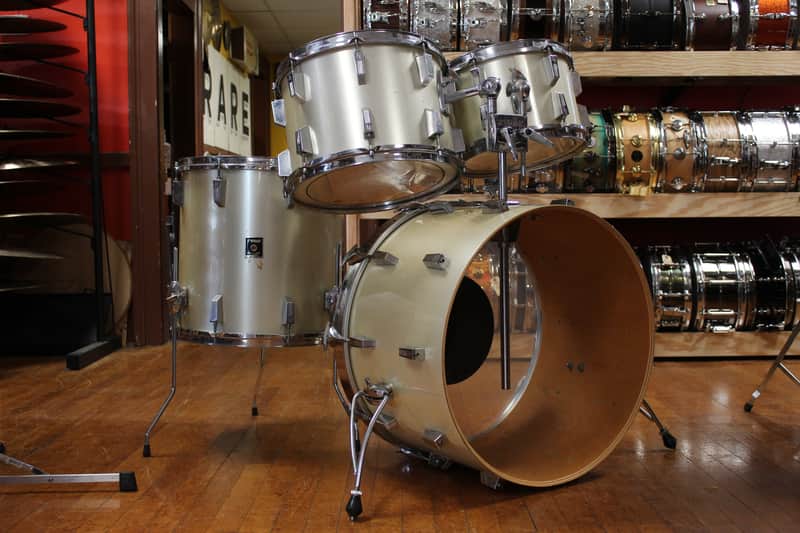 1970s Sonor Phonic Outfit in Metallic Silver 16x22 9x13 10x14 16x16