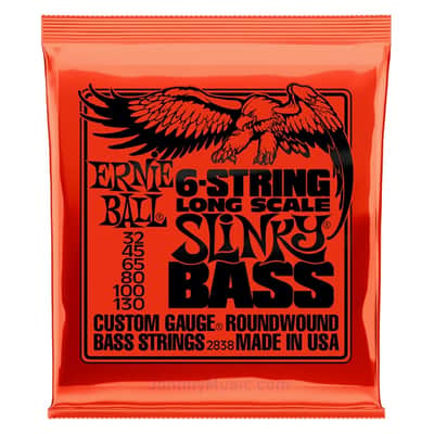Slinky 6-String Electric Bass 34" Long Scale Ni-Wound Set 32-130 Gauges 32, 45, 65, 80, 100, 130 image 1