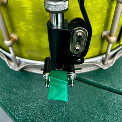 Custom Snare Drum 6” x 13” Maple and Bubinga shell 1999 - Retro funky distressed green image 9