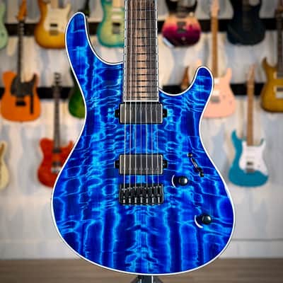 Mayones Custom Shop Regius 7 String - Blue Spirit Gloss - 4A Curly Poplar Top image 1