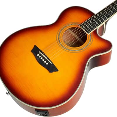 Washburn EA15ITB Festival Series Mini Jumbo Cutaway Mahogany Neck 6-String Acoustic-Electric Guitar image 3