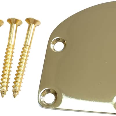 Electric Guitar Curved Neck Plate Stainless Steel Neck Joint Plate Compatible with Strat St Telecaster Tele Electric Bass Guitar Replacement Parts Gold image 1