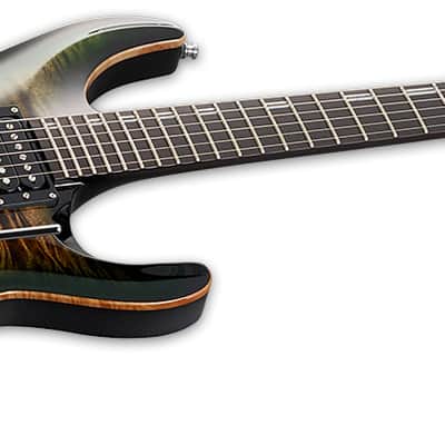 ESP Horizon FR CTM Burled Maple Electric Guitar in See Thru Black Burst image 2