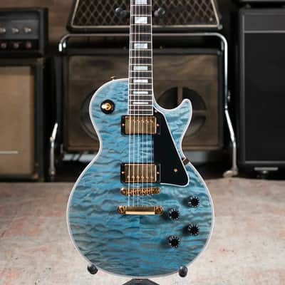 Gibson Custom Shop Les Paul Custom 5A Quilt Top Electric Guitar - Ocean Blue with Hardshell Case image 2