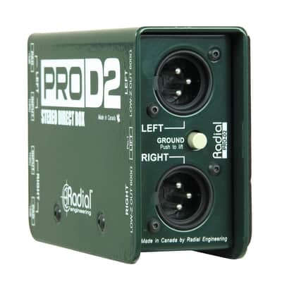 Radial ProD2 Passive 2 Channel Instrument Direct Box Passive Stereo DI with Isolation Transformer, 15dB Pad and Lift Switch with Microphone Cable and Instrument Cable image 6