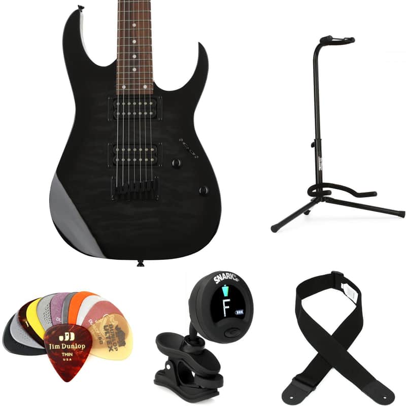 Ibanez Gio GRG7221QA Essentials Bundle - Transparent Black Sunburst image 1