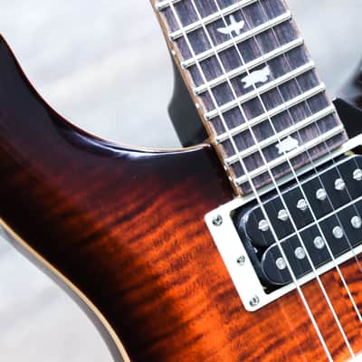PRS SE Custom 24 Orange Tiger Smokeburst Flame Maple Top Electric Guitar w/Bag image 5