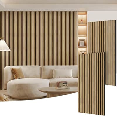 2 Pack Wood Panels For Wall, 48" X 24" Wood Slat Acoustic Panels, Acoustic Wall Panels For Interior Wall Decor, Sound Absorbing Wall Panels For Noise Reduction And Decoration, Ashen Oak image 1