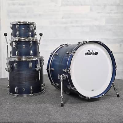 Used Ludwig Classic Oak 4pc Drum Set Blue Burst - Very Good