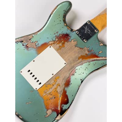 Fender CUSTOM SHOP STRATOCASTER 1965  - SUPER HEAVY RELIC SF Aged Sherwood Green Metallic over 3 Ton Sunburst image 18