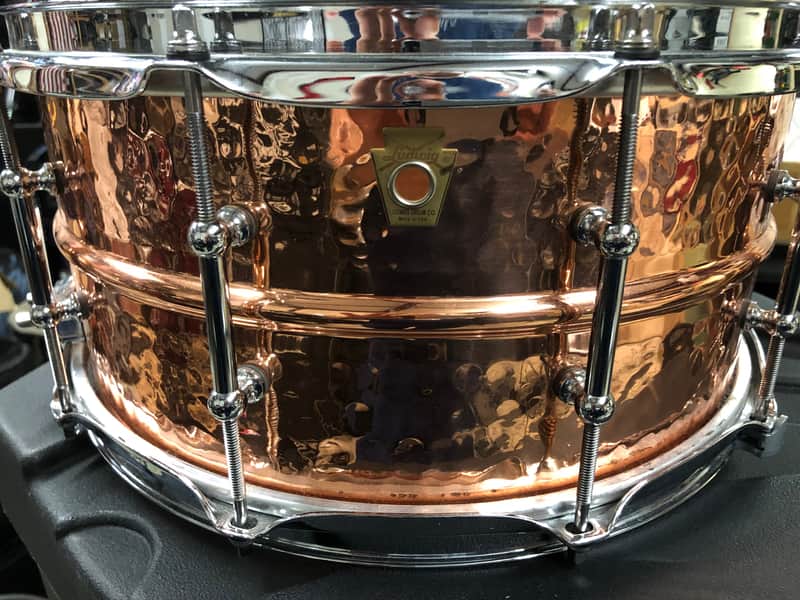 Ludwig LC662KT Hammered Copper Phonic 6.5x14" Snare Drum with Tube Lugs image 2