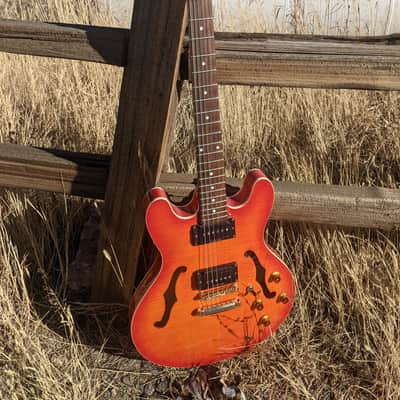 Semi-Hollow Orange Burst Seymour Duncan P-Rails w/Triple Shot Mounting Rings image 1