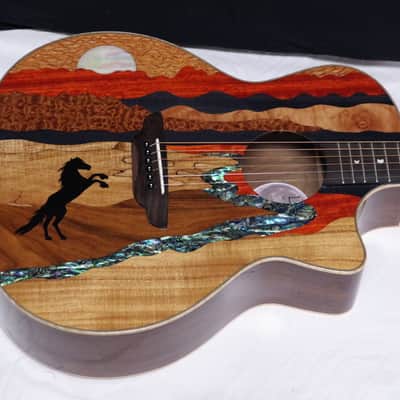LUNA Vista Stallion acoustic electric guitar - Exotic Wood Top w/ Hard Shell Case image 4