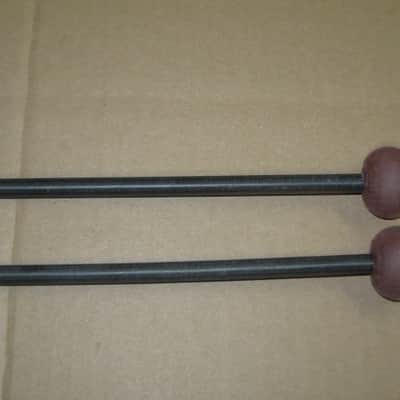 one pair new old stock Gambal Manufacturing GPHR1 (UG13GPHR1) Percussive Keyboard Mallets (for xylophones and glockenspiels) 1 & 1/8" Brown Medium Nylon Flat Ball (oval) Heads with Black Synthetic Shafts (with original packaging) from 1990s to early 2000s image 5