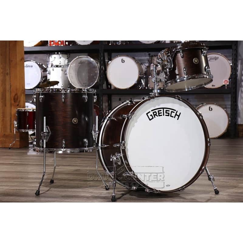 Gretsch Broadkaster 3pc Drum Set 24/13/16 Satin Antique Maple w/Mount image 1
