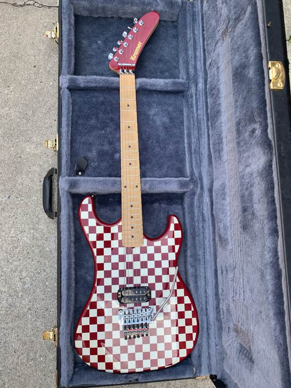 Kramer (MusicYo) 1984 Custom 2005 Red and White Checkerboard image 1