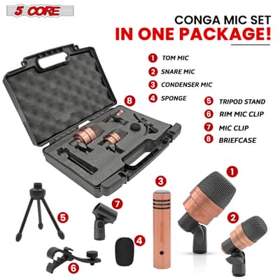 5 Core Conga Mic Snare Tom Microphone Drum Kit Condenser XLR Instrument Mics image 1