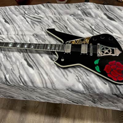 Washburn Paul Stanley PS2000 custom rose edition 2000 - Black Gloss with Rose image 1