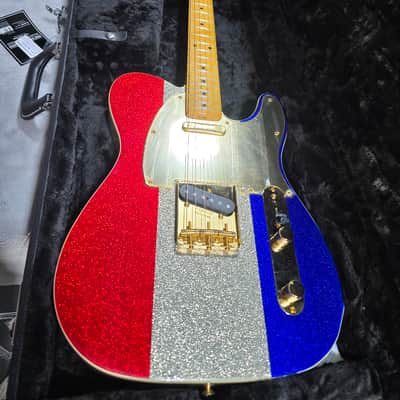 Fender Buck Owens Telecaster Electric Guitar - Red, Silver, and Blue Sparkle w/OHSC & PLEK*D #244 image 9