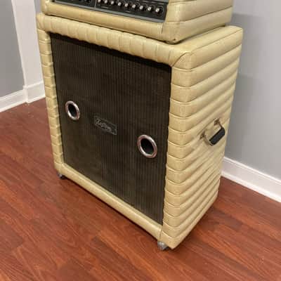 Kustom K250-4 Amp and Speaker Cabinet Gold Sparkle Tuck and Roll image 4
