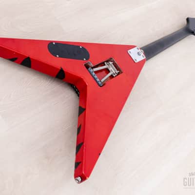 1980s Aria Pro II XX Deluxe Flying V Partscaster Orange With Black Zebra, Japan Matsumoku image 13