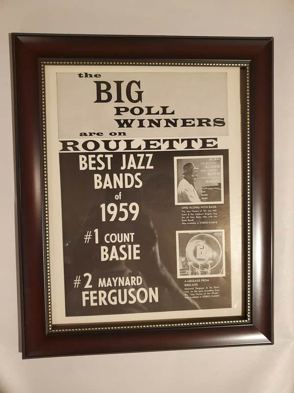 1960 Roulette Records Promotional Ad Framed Count Basie Maynard Ferguson Original image 1
