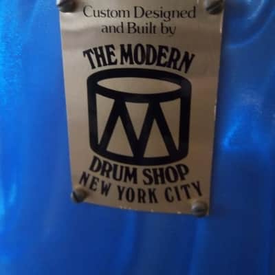 Modern Drum Shop New York City Custom Designed 4 Piece Drum Set Blue Swirl image 12