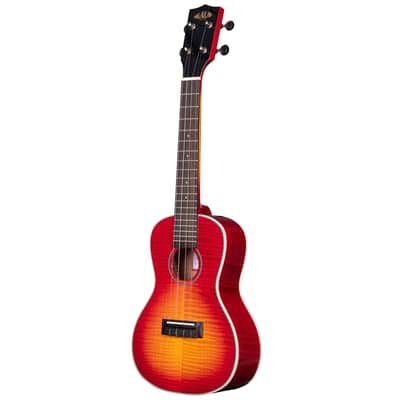 New Kala Gloss Flame Maple Cherry Burst Concert Ukulele image 3