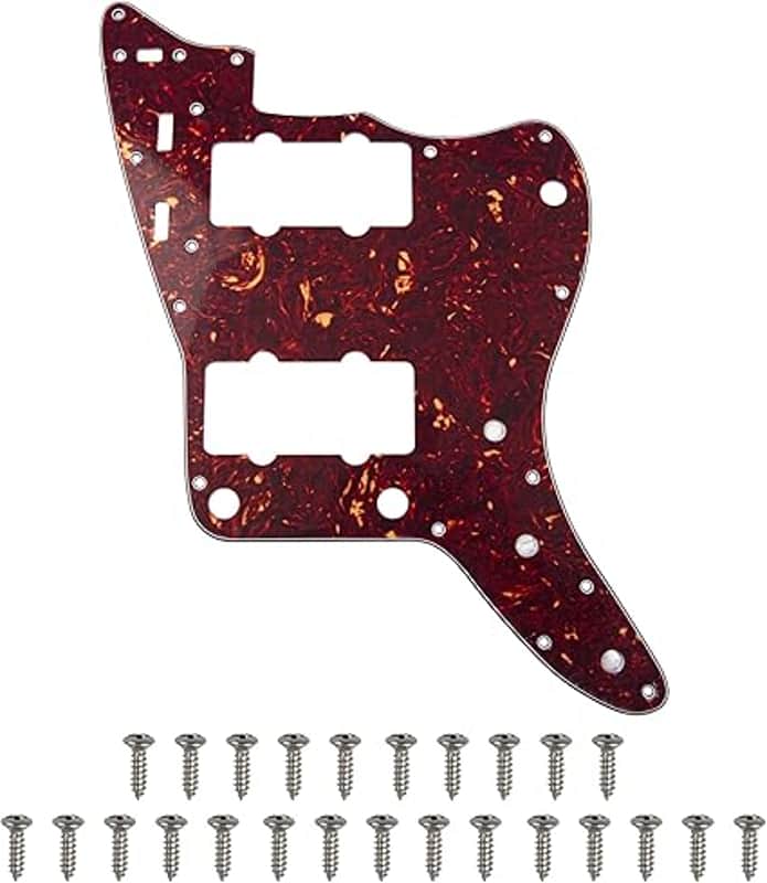 1Pcs  65 60s Vintage Pickguard Guitar Scratch Plate w/Screws Compatible with American/Mexican Made Vintage Style Jazzmaster Pickguard Replacement (4Ply Red Tortoise Shell) image 1