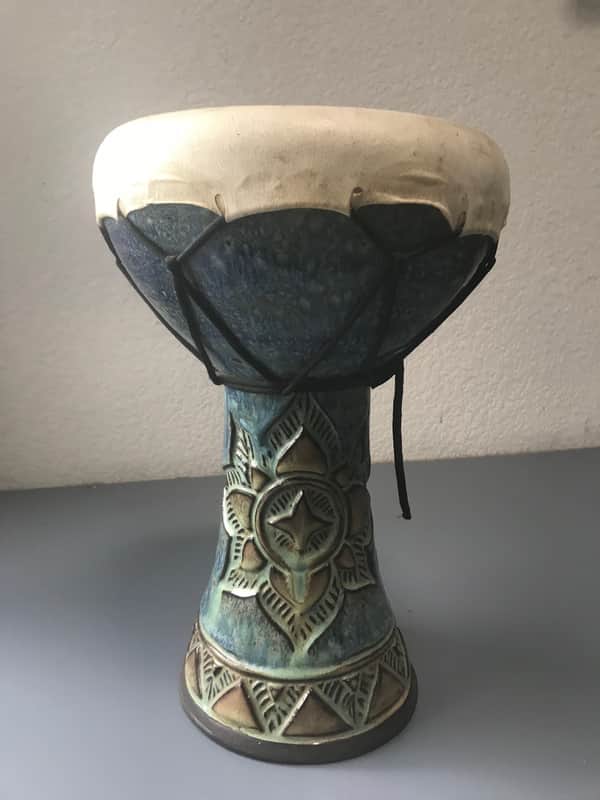 Full Circle Drums -Rare Ceramic Doumbeks/Darbuka - 8" x 12" - Unique Blue Glaze Hand Etched. Sale Benefits Music Ed Nonprofit! image 1