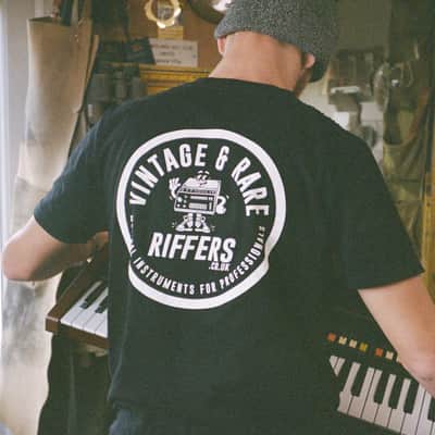 Riffers | Vintage & Rare Musical Instruments for Professionals | Unisex Extra Heavy Cotton T-Shirt Jersey, Black | Limited Run, 2026 feat. Vintage Roland CR-5000 8000 CompuRhythm Drum Machine image 4