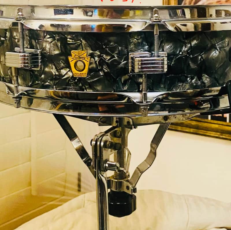 Ludwig No. 906 Downbeat 4x14" 8-Lug Piccolo Snare Drum with Keystone Badge 1965 - Black Diamond Pearl image 1