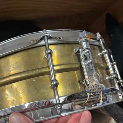 Ludwig 1930s heavy brass, black beauty shell snare drum image 6