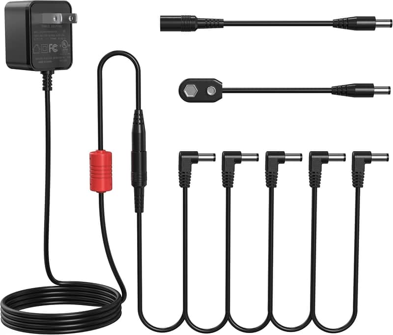 DPA-100 Guitar Pedal Power Supply Adapter 9V DC 1A Tip Negative 5 Way Daisy Chain Cables for Effect Pedal image 1