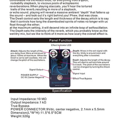 Mosky Audio ELF SPRING REVERB Guitar Effect Pedal Vintage Voiced Reverb Pedal with True Bypass image 9