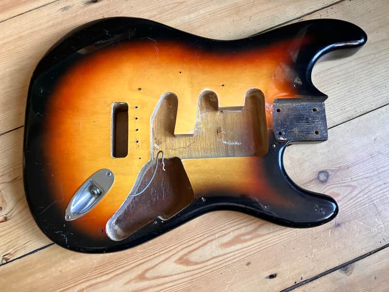 1970s Columbus Electric Guitar Stratocaster Body Used Roadworn image 1