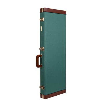 Crossrock Master Series - Wooden Telecaster&Stratocaster Electric Guitar Case - Security Lock, Genuine Leather Handle, Reinforced Hardware, Metal Feet, Storage Space- Malachite Blue Tweed image 9