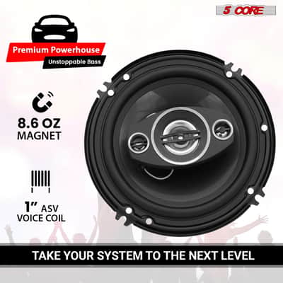 5Core Coaxial Car Door Speakers 6” Pair 500W 4Ohm 2 Way Component Subwoofer Audio w Super Tweeter image 4