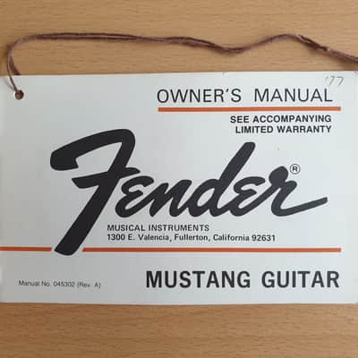 [Vintage] Fender Mustang Guitar Owner's Manual 1977 (#1) image 1
