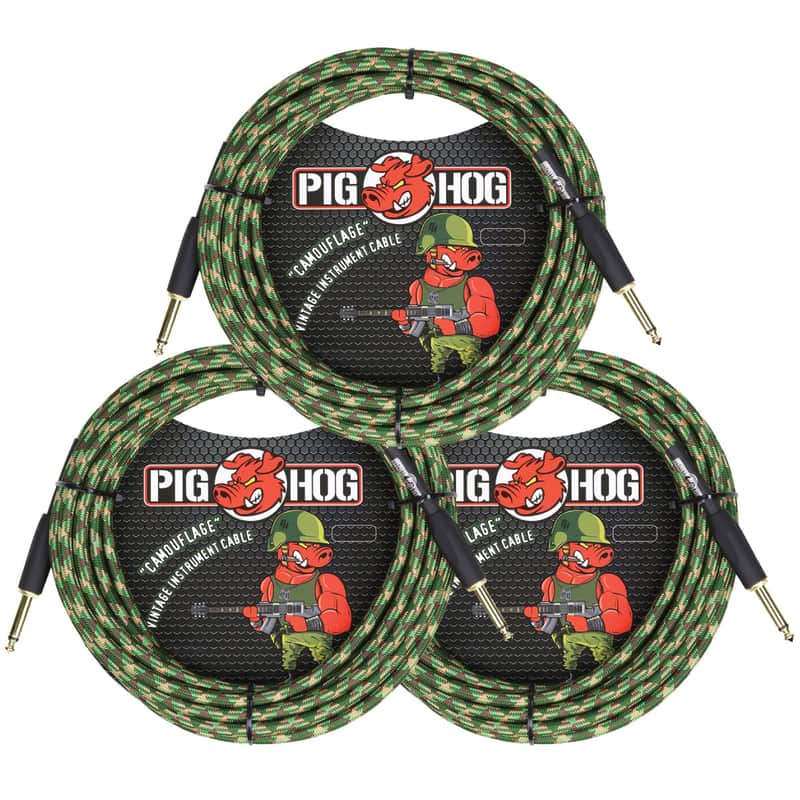 3 PACK Pig Hog "Camouflage" Instrument Cable, 20 Foot FT PCH20CF Lifetime Warranty! image 1