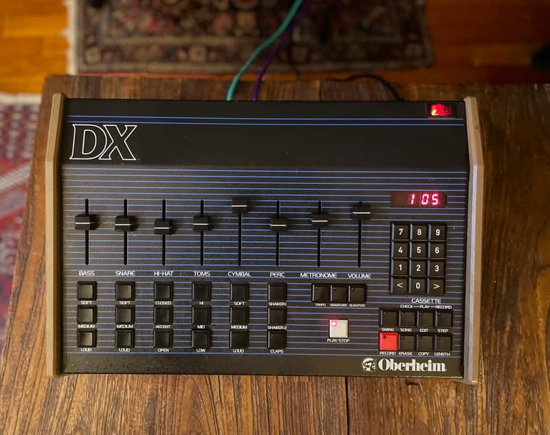 Oberheim DX 6-Voice Drum Machine 1982 - Blue with Wood Sides image 1