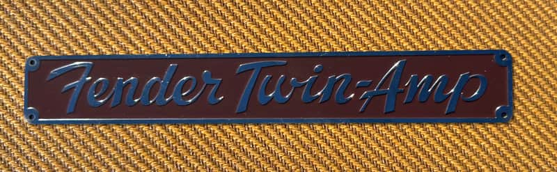 1950's Tweed Twin Amp 5F8 Badge Logo - Chrome on Brass image 1