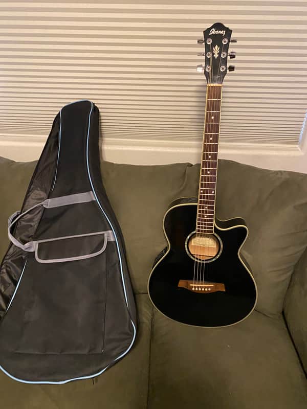 Ibanez AEG10 Series Acoustic-Electric Guitar Black- New Preamp  W padded Gigbag image 1