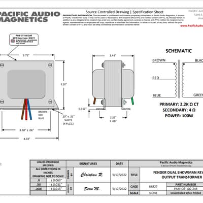 Pacific Transformer Fender Showman Dual Reverb Output Transformer 2022 image 3