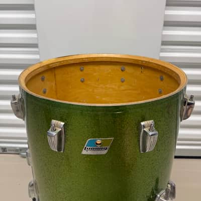 Vintage Ludwig 3-ply 13, 16, 24 - ORIGINAL Green Sparkle drum set image 13